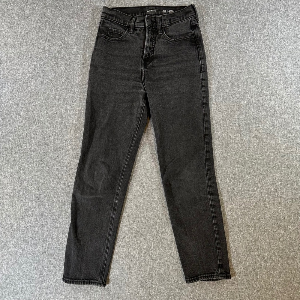 Old Navy Jeans Womens 0 Sky-Hi Straight Black Extra High Rise Secret-Smooth